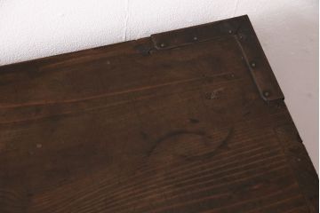和製アンティーク　モールガラス　ノスタルジックな雰囲気漂う杉材製戸棚(収納棚、キャビネット、引き出し)(R-049404)