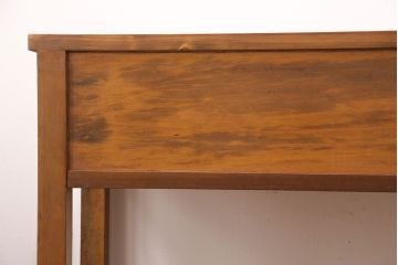 和製アンティーク　天板・ヒノキ無垢材　木の味わいを存分に感じられるリメイク作業台(コンソールテーブル、カウンター、引き出し)(R-049412)