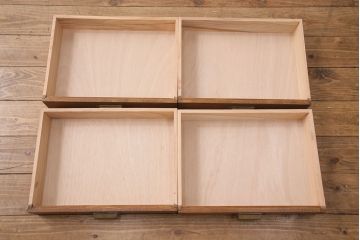 和製アンティーク　天板・ヒノキ無垢材　木の味わいを存分に感じられるリメイク作業台(コンソールテーブル、カウンター、引き出し)(R-049412)