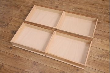 和製アンティーク　天板・ヒノキ無垢材　木の味わいを存分に感じられるリメイク作業台(コンソールテーブル、カウンター、引き出し)(R-049412)
