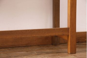 和製アンティーク　天板・ヒノキ無垢材　木の味わいを存分に感じられるリメイク作業台(コンソールテーブル、カウンター、引き出し)(R-049412)