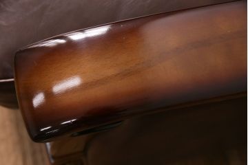 ヴィンテージ　カリモク家具(karimoku)　渋い雰囲気が格好良いレトロソファ(一人掛け、アームソファ、合皮、ビンテージ)(R-049415)