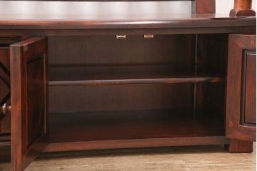 中古　美品　九州民芸家具　激レア!落ち着きのある空間づくりにおすすめの収納付きベンチ(長椅子、板座、ダイニングチェア)(定価約60万円)(R-049420)