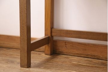 和製アンティーク　天板ペイント・ヒノキ無垢材　ナチュラルで優しい雰囲気がお洒落!使い勝手よくリメイクした作業台(コンソールテーブル、カウンター)(R-049421)