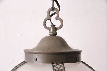 アンティーク照明　七宝文様の意匠が上品な天井照明(吊り下げ照明、ペンダントライト)(R-049425)