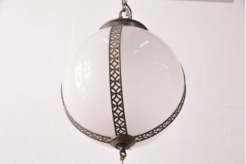 アンティーク照明　七宝文様の意匠が上品な天井照明(吊り下げ照明、ペンダントライト)(R-049425)