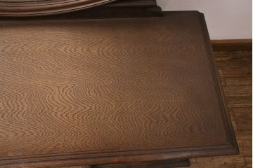和製ヴィンテージ　神戸洋家具　永田良介商店　素晴らしい彫刻が魅力!オーバル型の大きな鏡が印象的なドレッサー&スツールセット(鏡台、化粧台、ビンテージ)(R-049436)