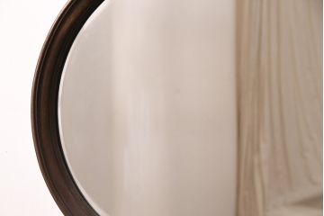 和製ヴィンテージ　神戸洋家具　永田良介商店　素晴らしい彫刻が魅力!オーバル型の大きな鏡が印象的なドレッサー&スツールセット(鏡台、化粧台、ビンテージ)(R-049436)