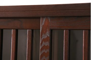 中古　美品　ケヤキ材　くっきりとした杢目と格子引き戸が存在感抜群の民芸箪笥食器棚(定価約59万円)(水屋箪笥、収納棚、キャビネット)(R-049438)