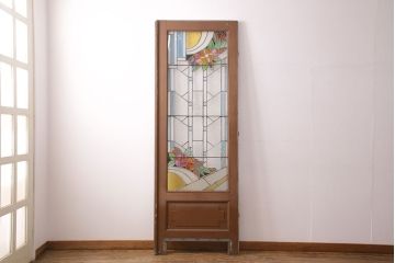 和製アンティーク　国産のアンティークとしては珍しい全面特大ステンドグラスで彩られたドア(建具)(R-049440)