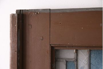 和製アンティーク　国産のアンティークとしては珍しい全面特大ステンドグラスで彩られたドア(建具)(R-049440)