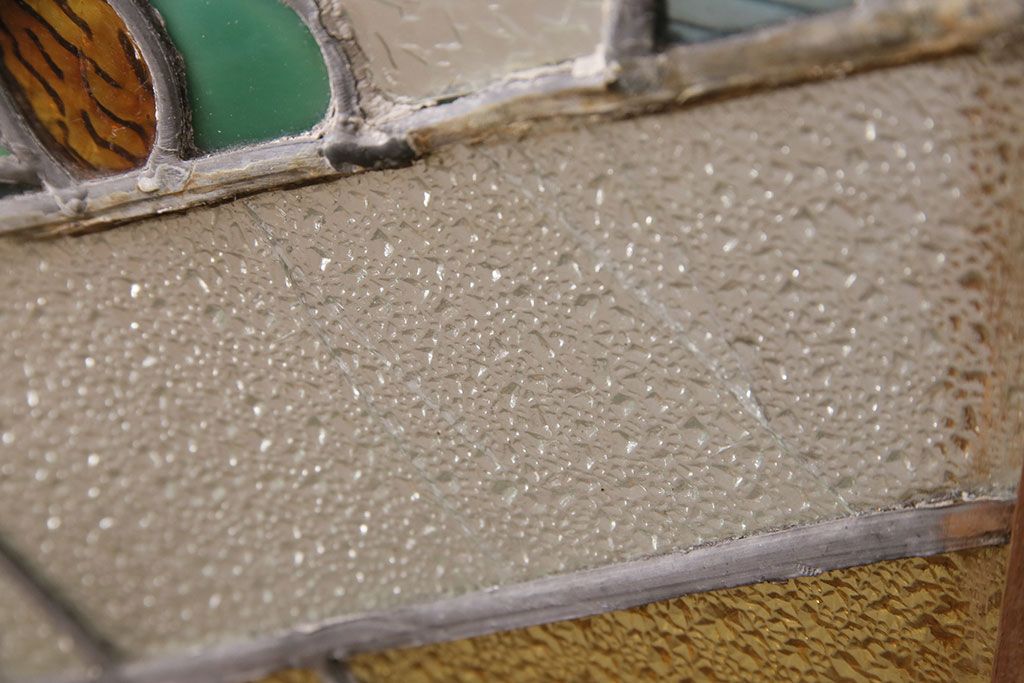 和製アンティーク　国産のアンティークとしては珍しい全面特大ステンドグラスで彩られたドア(建具)(R-049440)