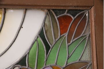 和製アンティーク　国産のアンティークとしては珍しい全面特大ステンドグラスで彩られたドア(建具)(R-049440)