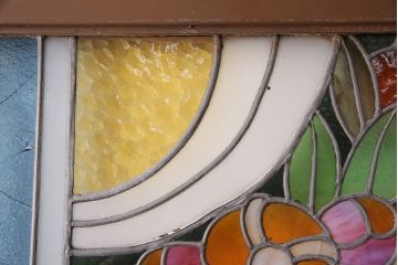 和製アンティーク　国産のアンティークとしては珍しい全面特大ステンドグラスで彩られたドア(建具)(R-049440)