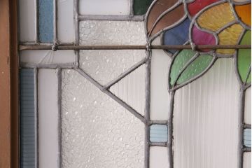 和製アンティーク　国産のアンティークとしては珍しい全面特大ステンドグラスで彩られたドア(建具)(R-049440)