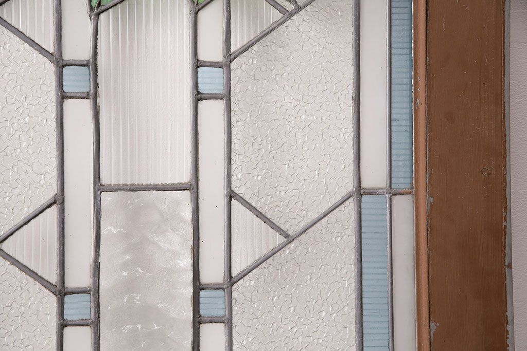 和製アンティーク　国産のアンティークとしては珍しい全面特大ステンドグラスで彩られたドア(建具)(R-049440)