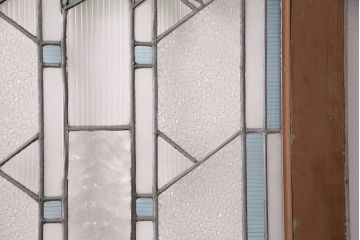 和製アンティーク　国産のアンティークとしては珍しい全面特大ステンドグラスで彩られたドア(建具)(R-049440)