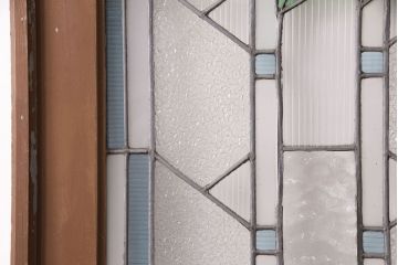 和製アンティーク　国産のアンティークとしては珍しい全面特大ステンドグラスで彩られたドア(建具)(R-049440)