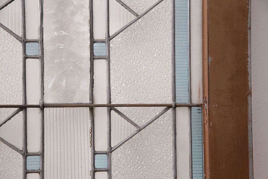 和製アンティーク　国産のアンティークとしては珍しい全面特大ステンドグラスで彩られたドア(建具)(R-049440)