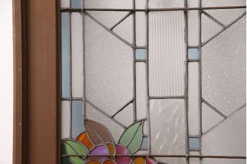 和製アンティーク　国産のアンティークとしては珍しい全面特大ステンドグラスで彩られたドア(建具)(R-049440)