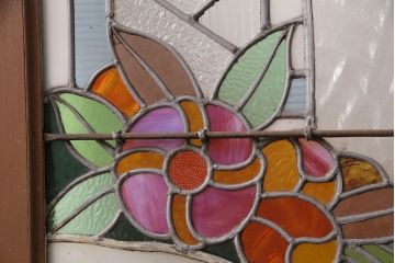 和製アンティーク　国産のアンティークとしては珍しい全面特大ステンドグラスで彩られたドア(建具)(R-049440)