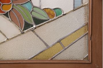 和製アンティーク　国産のアンティークとしては珍しい全面特大ステンドグラスで彩られたドア(建具)(R-049440)