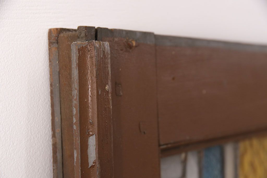 和製アンティーク　国産のアンティークとしては珍しい全面特大ステンドグラスで彩られたドア(建具)(R-049440)