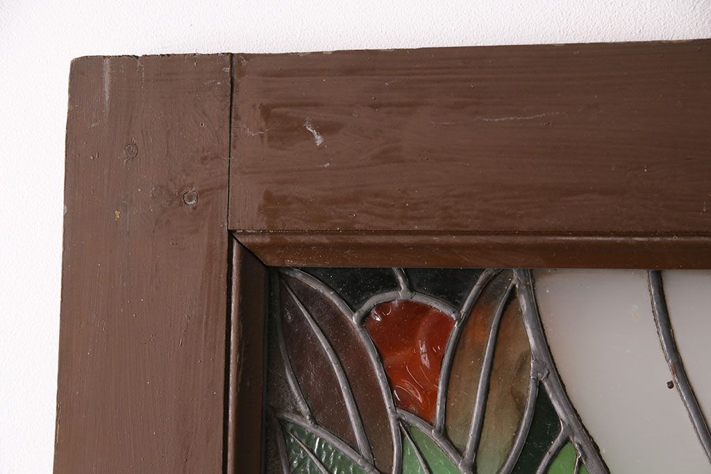 和製アンティーク　国産のアンティークとしては珍しい全面特大ステンドグラスで彩られたドア(建具)(R-049440)