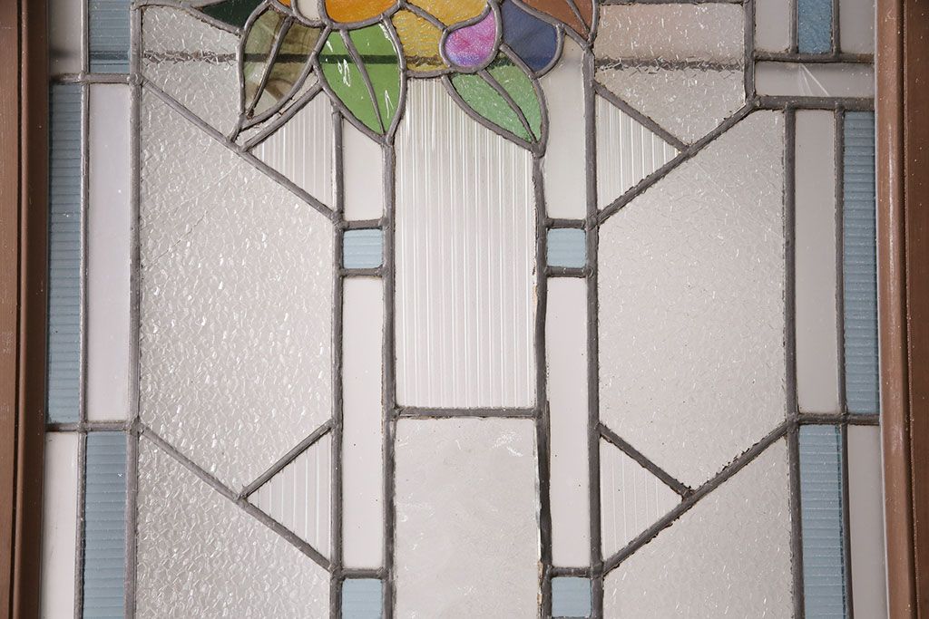 和製アンティーク　国産のアンティークとしては珍しい全面特大ステンドグラスで彩られたドア(建具)(R-049440)