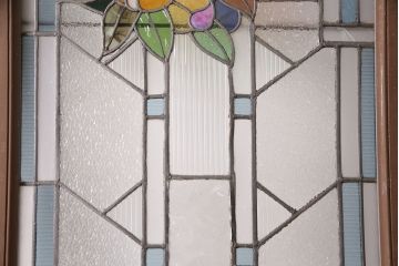 和製アンティーク　国産のアンティークとしては珍しい全面特大ステンドグラスで彩られたドア(建具)(R-049440)