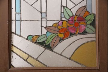 和製アンティーク　国産のアンティークとしては珍しい全面特大ステンドグラスで彩られたドア(建具)(R-049440)