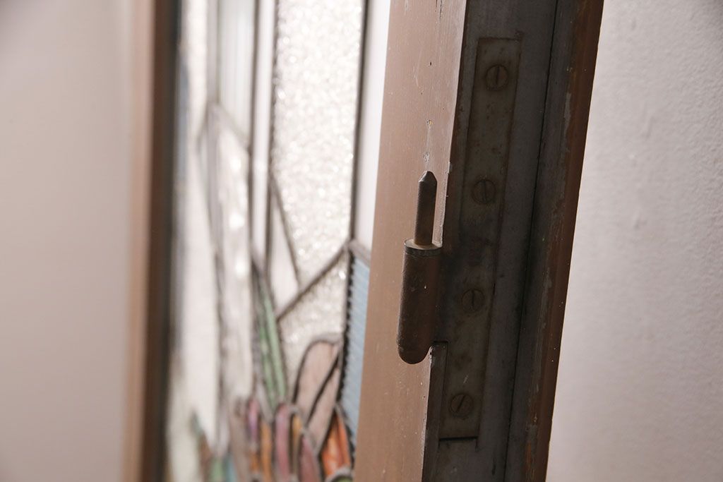 和製アンティーク　国産のアンティークとしては珍しい全面特大ステンドグラスで彩られたドア(建具)(R-049440)