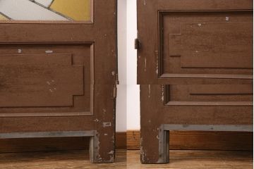 和製アンティーク　国産のアンティークとしては珍しい全面特大ステンドグラスで彩られたドア(建具)(R-049440)