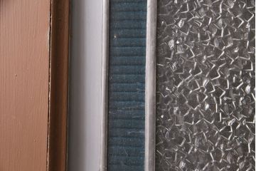 和製アンティーク　国産のアンティークとしては珍しい全面特大ステンドグラスで彩られたドア(建具)(R-049441)