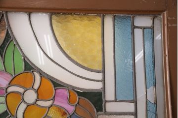 和製アンティーク　国産のアンティークとしては珍しい全面特大ステンドグラスで彩られたドア(建具)(R-049441)