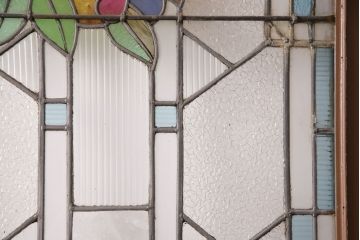 和製アンティーク　国産のアンティークとしては珍しい全面特大ステンドグラスで彩られたドア(建具)(R-049441)