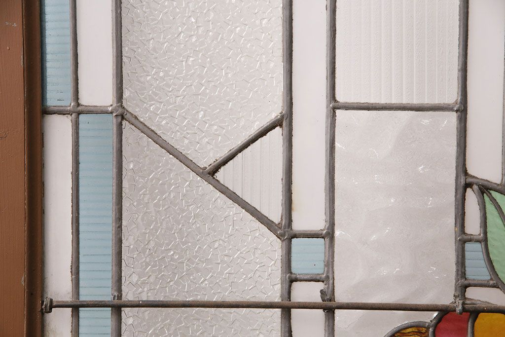 和製アンティーク　国産のアンティークとしては珍しい全面特大ステンドグラスで彩られたドア(建具)(R-049441)