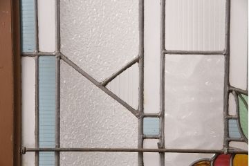 和製アンティーク　国産のアンティークとしては珍しい全面特大ステンドグラスで彩られたドア(建具)(R-049441)