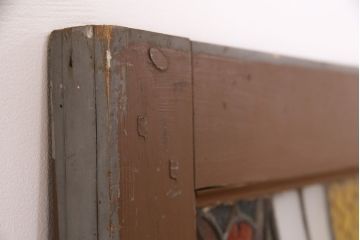 和製アンティーク　国産のアンティークとしては珍しい全面特大ステンドグラスで彩られたドア(建具)(R-049441)