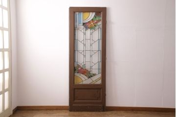 和製アンティーク　国産のアンティークとしては珍しい全面特大ステンドグラスで彩られたドア(建具)(R-049441)