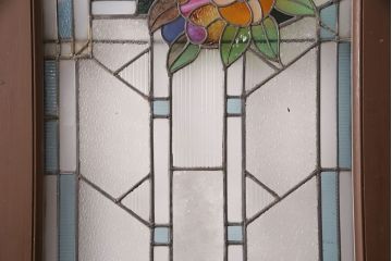 和製アンティーク　国産のアンティークとしては珍しい全面特大ステンドグラスで彩られたドア(建具)(R-049441)