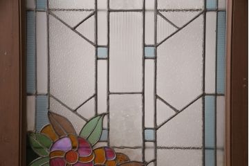 和製アンティーク　国産のアンティークとしては珍しい全面特大ステンドグラスで彩られたドア(建具)(R-049441)