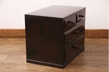 中古　美品　松本民芸家具　シックな雰囲気漂う、立体的なデザインが魅力の凸面小引き出し(卓上収納、小物収納)(R-049447)