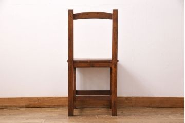 アンティーク家具　ヒノキ材　素朴な風合いが魅力!レトロな雰囲気を醸しだす木製チェア(椅子、板座チェア、スクールチェア)(R-049453)