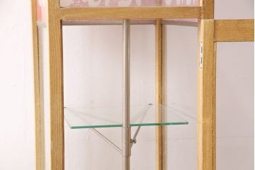 和製アンティーク　タイル付き!　珍しいデザインのレトロなガラスケース(ショーケース、陳列棚)(R-049458)