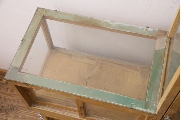 和製アンティーク　タイル付き!　珍しいデザインのレトロなガラスケース(ショーケース、陳列棚)(R-049458)