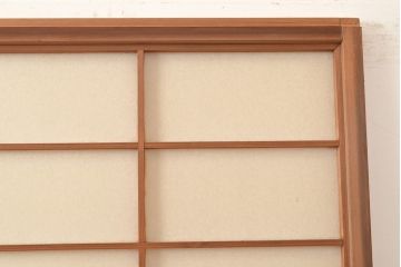 アンティーク建具　昭和中期　レトロガラス入り　腰板がアクセントの障子戸2枚セット(建具、引き戸、ガラス帯戸)(R-049466)