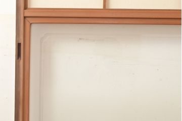 アンティーク建具　昭和中期　レトロガラス入り　腰板がアクセントの障子戸2枚セット(建具、引き戸、ガラス帯戸)(R-049466)