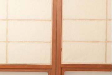 アンティーク建具　昭和中期　レトロガラス入り　腰板がアクセントの障子戸2枚セット(建具、引き戸、ガラス帯戸)(R-049466)