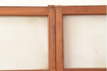 アンティーク建具　昭和中期　すりガラス・銀モールガラス　光を優しく取り込む、ノスタルジックな雰囲気のガラス戸2枚セット(引き戸、建具)(R-049467)